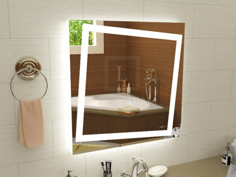 Квадратное LEd зеркало с подсветкой для ванной Торино 120x120 см