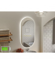 Зеркало закругленное с подсветкой для ванной комнаты Бикардо на батарейках (аккумуляторе)
