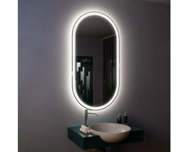 Овальное зеркало в ванную комнату с подсветкой Амати 40х80 см